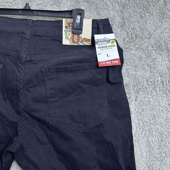 Vintage Pants 70s Bell Bottom Jeans Black Size L Flare Everdesign Retro - Picture 9 of 14